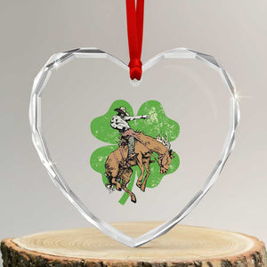 St Patrick's Day Lucky Cowboy Heart Crystal Glass Ornament Retro Vintage Clover TS02 Transparent Glass 3'' Heart Print Your Wear