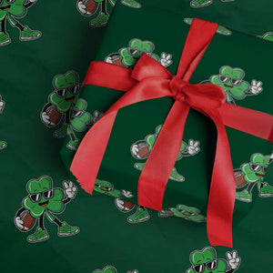 St Patrick's Day Lucky Shamrock Football Wrapping Paper Roll Sport Lover Gift TS02 Green Print Your Wear