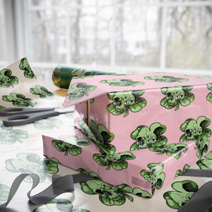 St Patricks Day Lucky Shamrock Skull Gift Wrapping Paper Roll TS12 Light Pink Print Your Wear