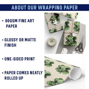 St Patricks Day Lucky Shamrock Skull Gift Wrapping Paper Roll TS12 Print Your Wear