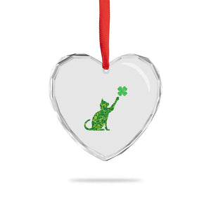 St Patricks Day Shamrock Cat Heart Crystal Glass Ornament Saint Pattys Cats Lover TS02 Print Your Wear