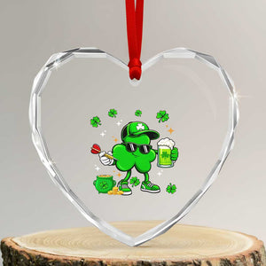 St Patricks Day Shamrock Darts And Beer Lover Gift Heart Crystal Glass Ornament TS12 Transparent Glass 3'' Heart Print Your Wear