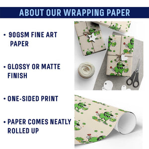St Patricks Day Shamrock Darts And Beer Lover Gift Wrapping Paper Roll TS12 Print Your Wear
