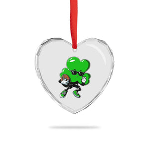 St Patricks Day Shamrock Playing Football Heart Crystal Glass Ornament Cute Gift for Sports Lovers TS02 Print Your Wear
