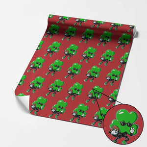 St Patricks Day Shamrock Playing Football Wrapping Paper Roll Cute Gift for Sports Lovers TS02 Red Print Your Wear