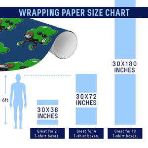 St Patricks Day Shamrock Playing Football Wrapping Paper Roll Cute Gift for Sports Lovers TS02 Print Your Wear