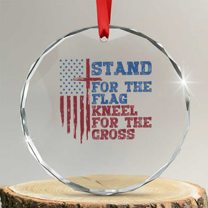 Stand For The Flag Kneel For The Cross Crystal Glass Ornament Cross US Flag American Patriotic Christian Faith 4th of July TS10 Transparent Glass 3'' Circle Print Your Wear
