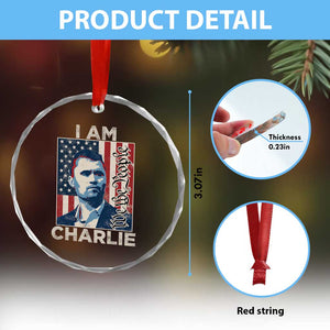 Stand With Charlie Crystal Glass Ornament Patriotic Free Speech We The People American Flag Graphic TS02 Print Your Wear