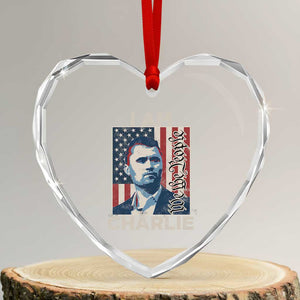 Stand With Charlie Heart Crystal Glass Ornament Patriotic Free Speech We The People American Flag Graphic TS02 Transparent Glass 3'' Heart Print Your Wear