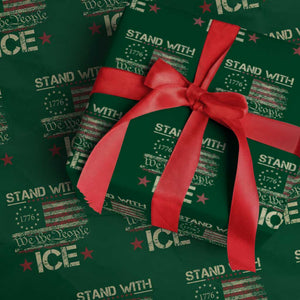 Stand With Ice Wrapping Paper Roll Immigration Officers American Flag Border Patrol TS11 Green Print Your Wear