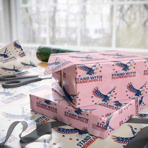 Stand With Minneapolis Wrapping Paper Roll American Eagle Protest Gift TS12 Light Pink Print Your Wear