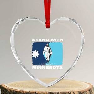 Stand with Minnesota Heart Crystal Glass Ornament Christian Jesus Minnesota Strong Subtle Anti ICE TS14 Transparent Glass 3'' Heart Print Your Wear