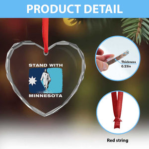 Stand with Minnesota Heart Crystal Glass Ornament Christian Jesus Minnesota Strong Subtle Anti ICE TS14 Print Your Wear