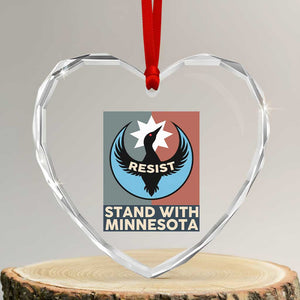 Stand With Minnesota Heart Crystal Glass Ornament Common Loon Pride Support TS12 Transparent Glass 3'' Heart Print Your Wear