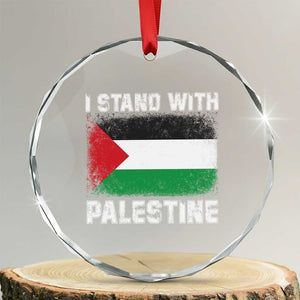 Stand With Palestine Crystal Glass Ornament Gaza Palestinian Flag TS10 Transparent Glass 3'' Circle Print Your Wear