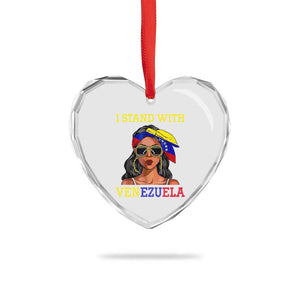 Stand With Venezuela Patriotic Heart Crystal Glass Ornament Venezuelan Flag Empowering Afro Latina Messy Bun Bandana TS02 Print Your Wear