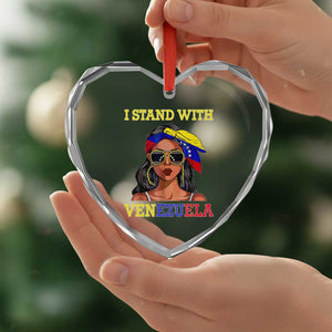 Stand With Venezuela Patriotic Heart Crystal Glass Ornament Venezuelan Flag Empowering Afro Latina Messy Bun Bandana TS02 Print Your Wear