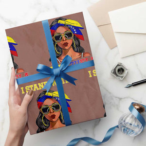 Stand With Venezuela Patriotic Wrapping Paper Roll Venezuelan Flag Empowering Afro Latina Messy Bun Bandana TS02 Mocha Print Your Wear