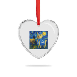 Starry Hanukkah Night Heart Crystal Glass Ornament Funny Llama Jewish Holiday Gift TS12 Print Your Wear
