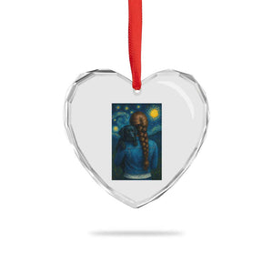 Starry Night Art Parody Heart Crystal Glass Ornament Girl And Labrador Retriever Dog Mom Gift TS12 Print Your Wear
