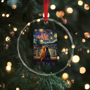 Starry Night Cat Patriotic American Pride Crystal Glass Ornament TS12 Print Your Wear