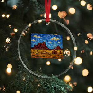 Starry Night Desert Monument Valley Crystal Glass Ornament Hogan Home Oil Painting Graphic