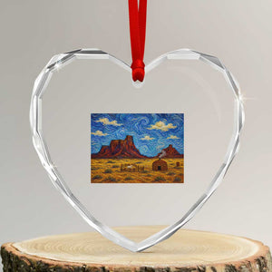 Starry Night Desert Monument Valley Heart Crystal Glass Ornament Hogan Home Oil Painting Graphic