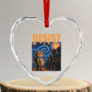 Starry Night Resist Frog Heart Crystal Glass Ornament Resistance Protest Surreal Art Graphic TS02 Transparent Glass 3'' Heart Print Your Wear