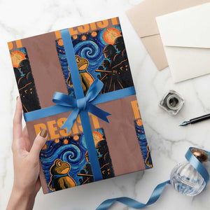 Starry Night Resist Frog Wrapping Paper Roll Resistance Protest Surreal Art Graphic TS02 Mocha Print Your Wear