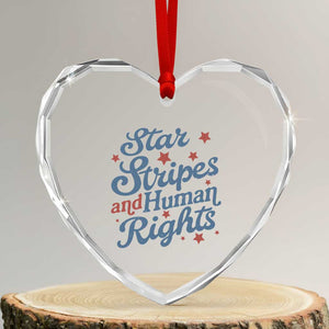 Stars and Stripes and Human Rights Heart Crystal Glass Ornament Progressive Patriotic Equality Modern Patriot