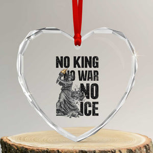 Statue Of Liberty Freedom Protest Heart Crystal Glass Ornament No Kings No Wars No Ice TS12 Transparent Glass 3'' Heart Print Your Wear