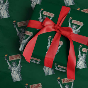 Statue Of Liberty Justice For Alex Pretti Tribute Gift Wrapping Paper Roll TS12 Green Print Your Wear