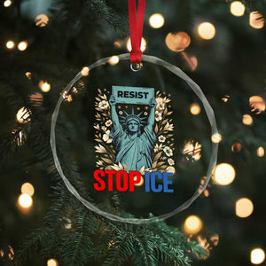 Statue of Liberty Resist Stop Ice Crystal Glass Ornament Floral Activist for Justice and Freedom TS02 Print Your Wear