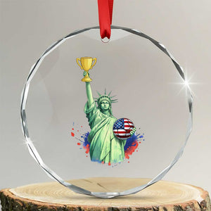 Statue Of Liberty Soccer Cup Crystal Glass Ornament USA Soccer Lover Gift TS12 Transparent Glass 3'' Circle Print Your Wear