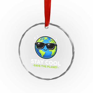 Stay Cool Save The Planet Eco-Friendly Earth Day Crystal Glass Ornament Cute Cartoon Globe with Sunglasses for Environmental Awareness TS02 Print Your Wear