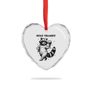 Stay Trashy Raccoon Heart Crystal Glass Ornament Funny Raccoon Drinking Wine Meme TS14 Print Your Wear