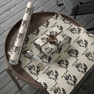 Stay Trashy Raccoon Wrapping Paper Roll Funny Raccoon Drinking Wine Meme TS14 Beige Print Your Wear