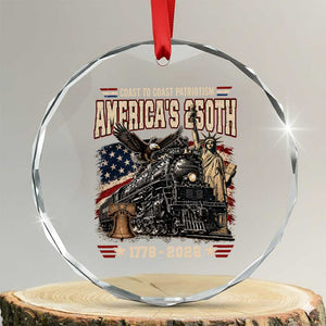 Steam Locomotive Train USA 250th Anniversary Crystal Glass Ornament Coast To Coast Patriotism Liberty American Flag TS11 Transparent Glass 3'' Circle Print Your Wear