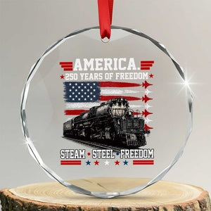Steam Steel Freedom Stainless American Spirit Crystal Glass Ornament 250 Years USA Railroad Legend Patriotic Military Jet Flyover Graphic TS02 Transparent Glass 3'' Circle Print Your Wear