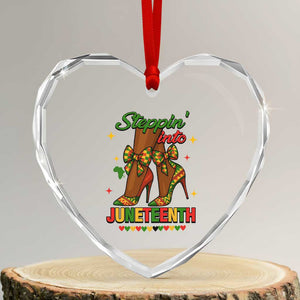 Stepping Into Juneteenth Heart Crystal Glass Ornament Afro Diva High with African Pride TS02 Transparent Glass 3'' Heart Print Your Wear