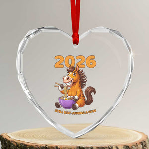 Still Not Joining A Gym Lunar New Year Heart Crystal Glass Ornament Funny Horse Eating Ramen TS12 Transparent Glass 3'' Heart Print Your Wear