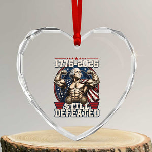 Still Undefeated 1776 to 2026 Muscular George Washington Heart Crystal Glass Ornament Buff Bodybuilder American Flag Cape 250th Anniversary Semiquincentennial