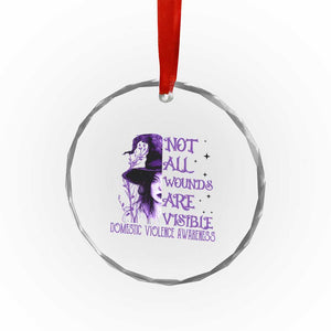 Stop Domestic Violence Crystal Glass Ornament Purple Ribbon Witch Graphic Witchy Feminist TS10 Print Your Wear