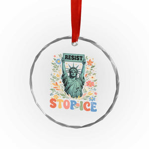 Stop ICE Crystal Glass Ornament Funny Statue of Liberty Boho Floral Resist Retro TS10 Print Your Wear