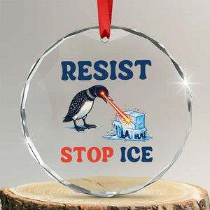 Stop ICE Crystal Glass Ornament Minnesota Resist Anti ICE Immigration Protest TS14 Transparent Glass 3'' Circle Print Your Wear