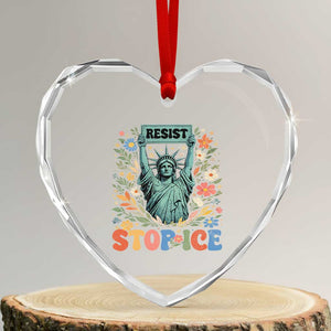 Stop ICE Heart Crystal Glass Ornament Funny Statue of Liberty Boho Floral Resist Retro TS10 Transparent Glass 3'' Heart Print Your Wear