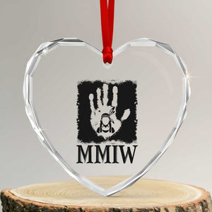 Stop MMIW Heart Crystal Glass Ornament Voices For Stolen Sisters Red Handprint Graphic TS12 Transparent Glass 3'' Heart Print Your Wear