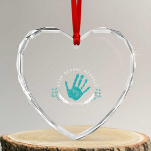 Stop Sexual Assault Awareness Survivor Heart Crystal Glass Ornament TS14 Transparent Glass 3'' Heart Print Your Wear