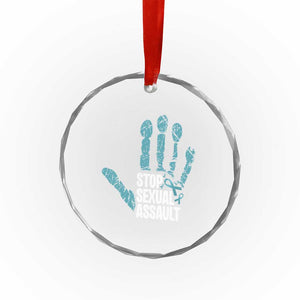 Stop Sexual Assault Crystal Glass Ornament Teal Ribbon Hand TS14 Print Your Wear
