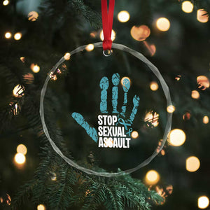Stop Sexual Assault Crystal Glass Ornament Teal Ribbon Hand TS14 Print Your Wear